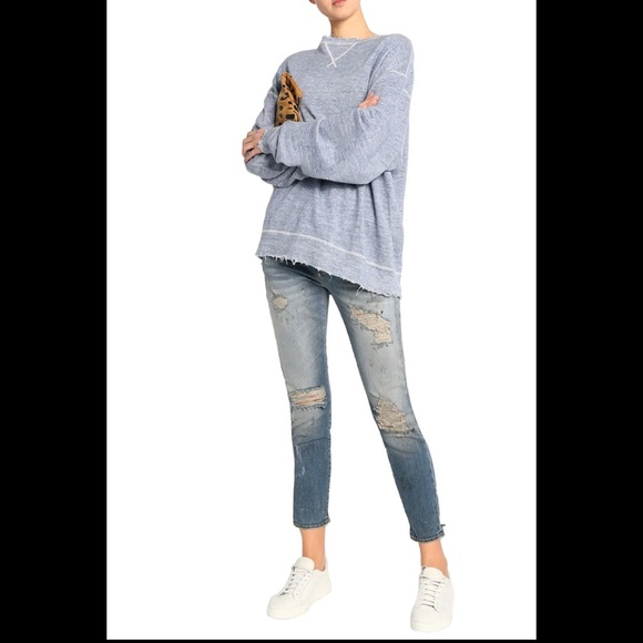 R13 Oversized distressed linen and cotton-blend sweatshirt. Size small and med - Picture 14 of 16